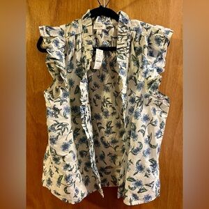 NWT Blue and green floral JCrew sleeveless blouse